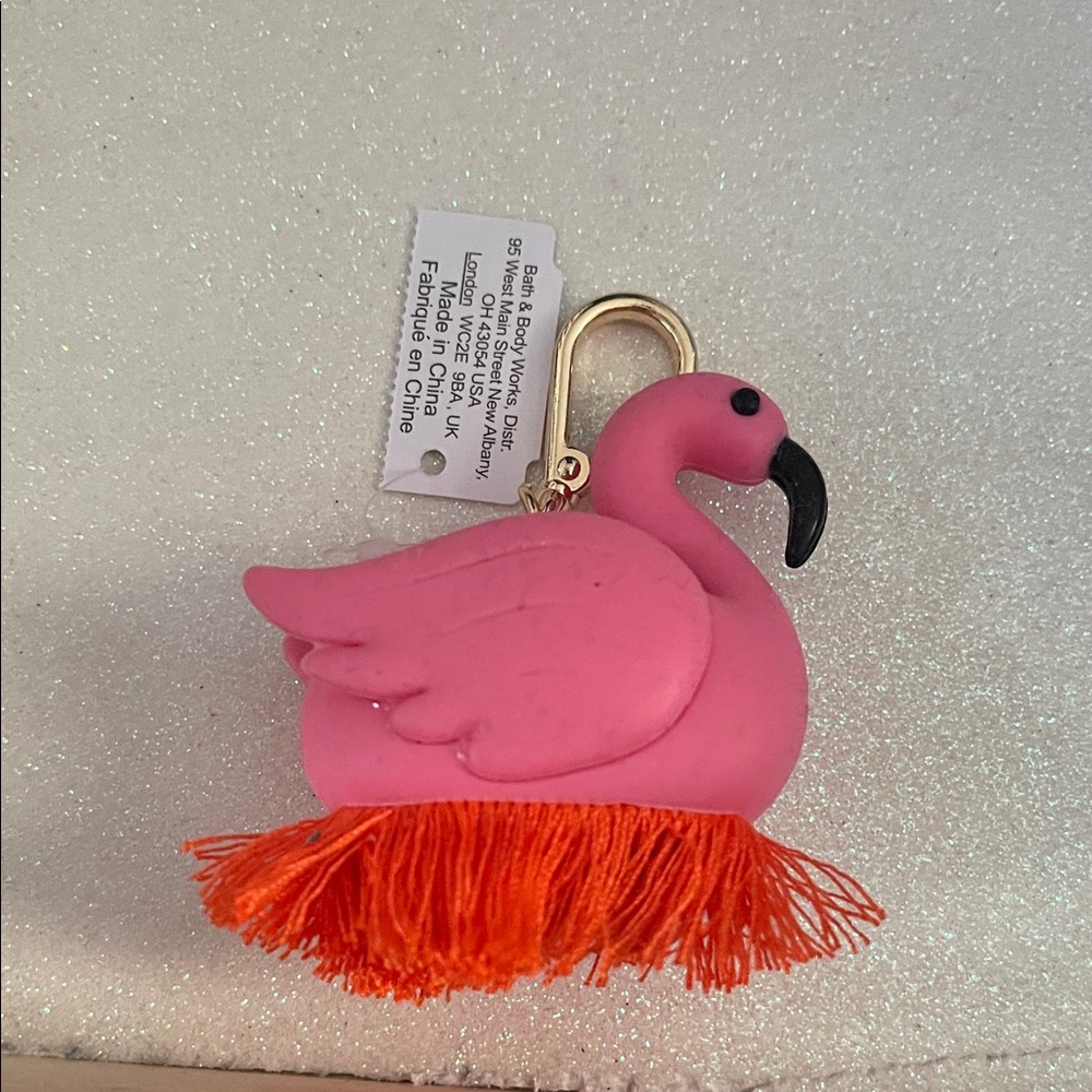 Bath & Body Works Flamingo Pocketbac Holder with Orange Fringe